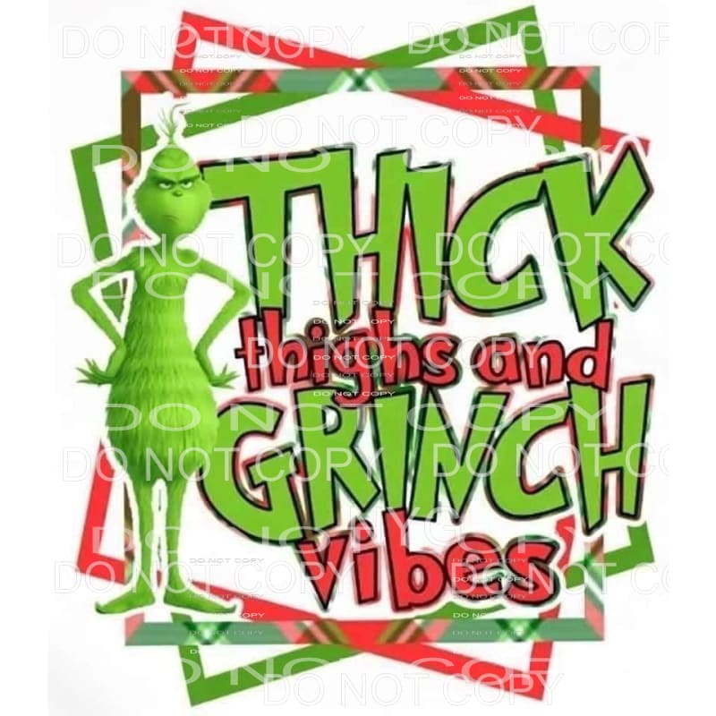 Thick Thighs And Grinch Vibes Red Green Plaid Triple Frame