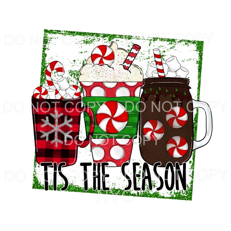Tis The Season Coffee Cocoa Red Plaid Mug Polka Dot Cup