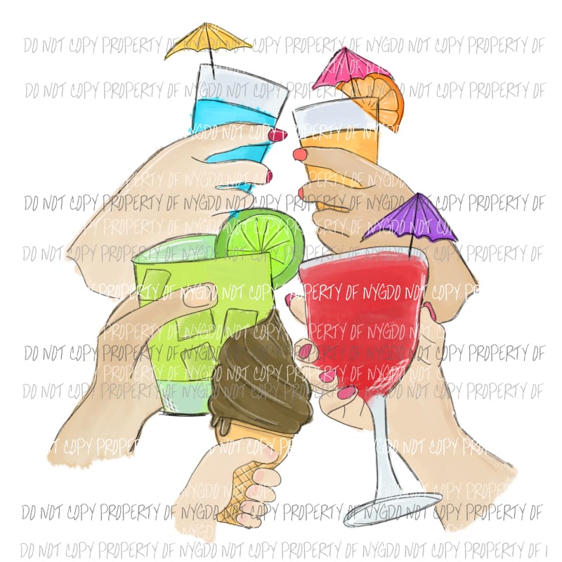 Toasting Drinks ice cream cone summer Sublimation transfers Heat Transfer