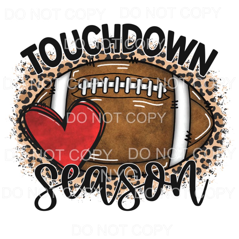 Touchdown Season Football with Red Heart Leopard Background