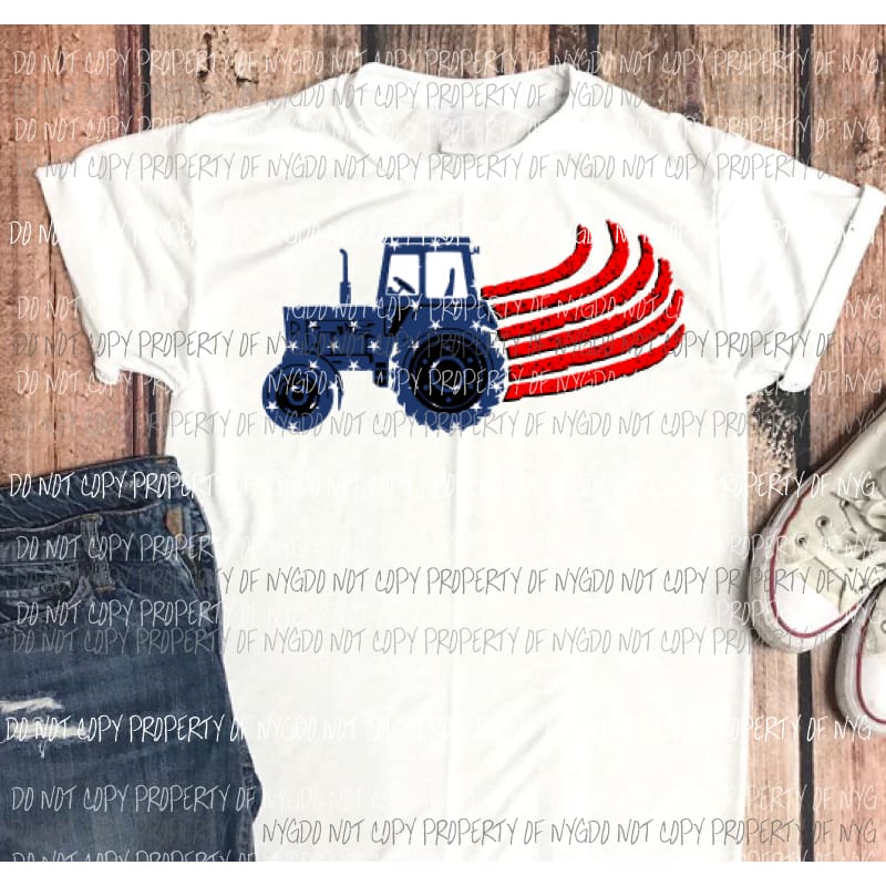 Tractor red white and blue Sublimation transfers Heat Transfer