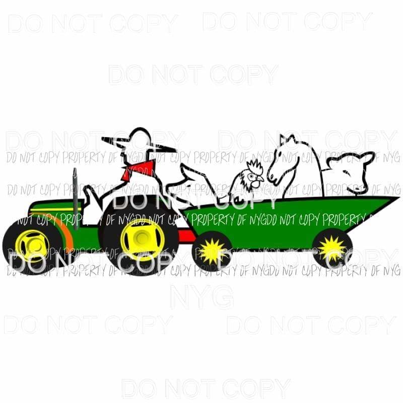 Tractor with animals Sublimation transfers Heat Transfer