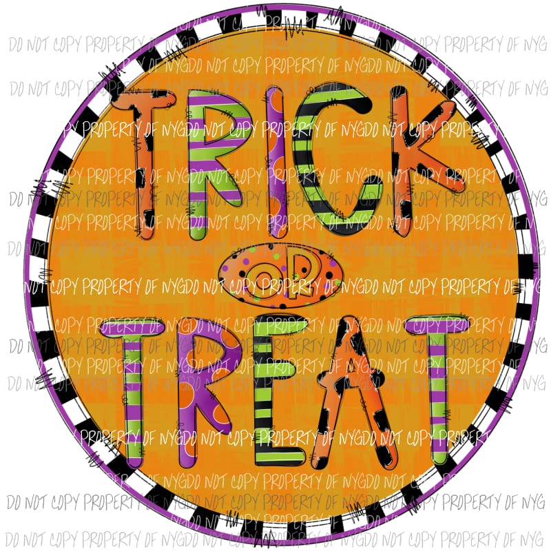 Trick Or Treat circle orange # 1 Sublimation transfers Heat Transfer