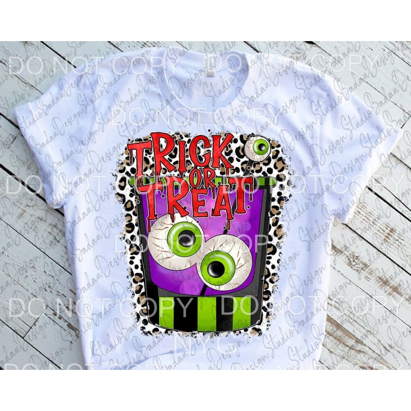 Trick Or Treat Monster Pail Bucket Eyeballs Leopard #240