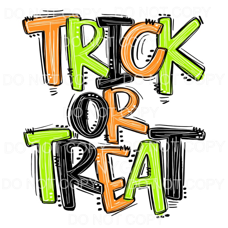 Trick Or Treat Orange Green Black Letters Halloween #317