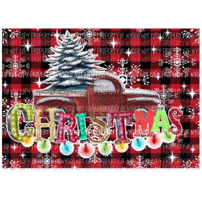 Truck Christmas lights Plaid #3 Sublimation transfers Heat Transfer