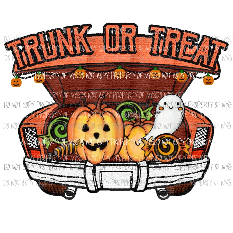 Trunk or Treat pumpkins ghost candy decorated Sublimation transfers Heat Transfer