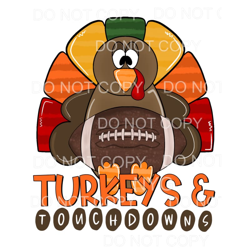 Turkeys & Touchdowns Orange Yellow Red Brown Football #1579