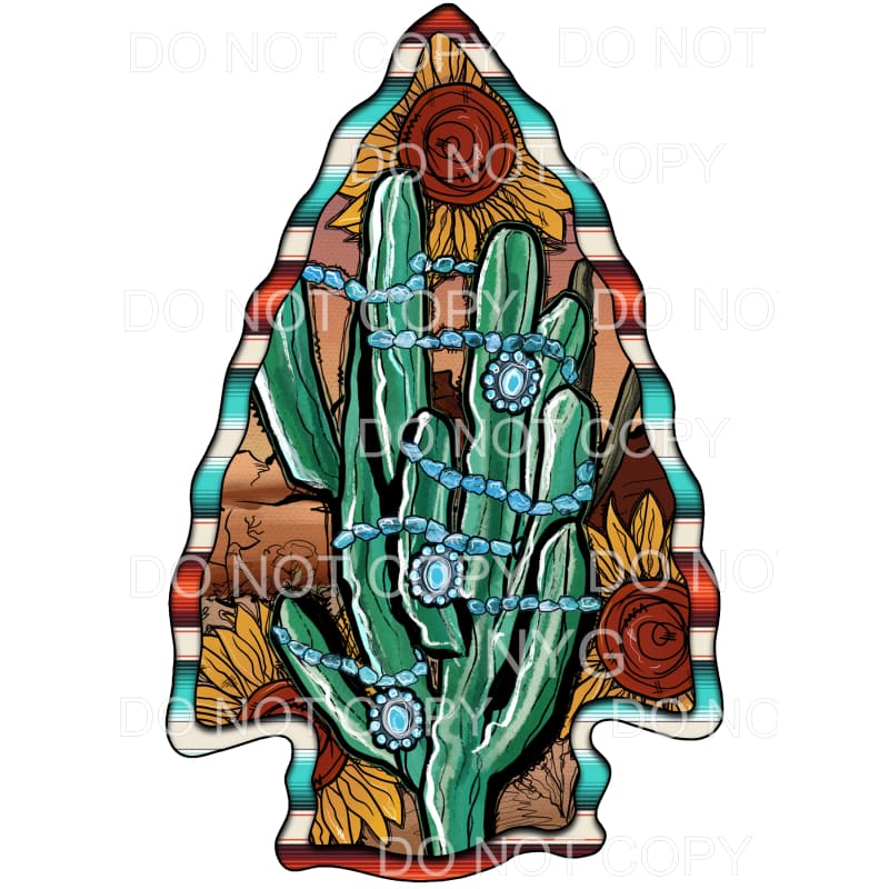 Turquoise cactus arrowhead # 29 Sublimation transfers - Heat