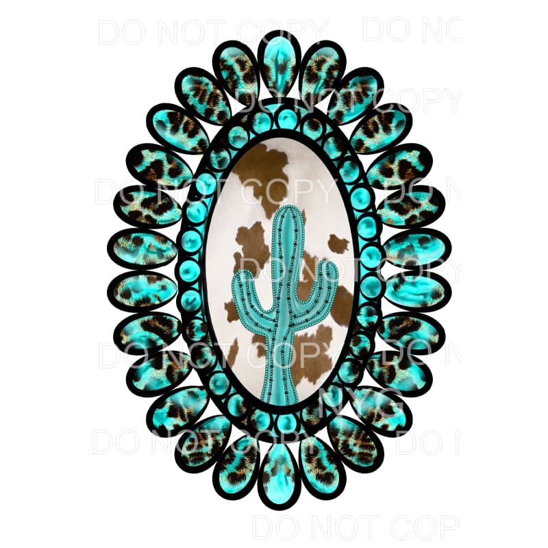 Turquoise Cactus framed Sublimation transfers - Heat