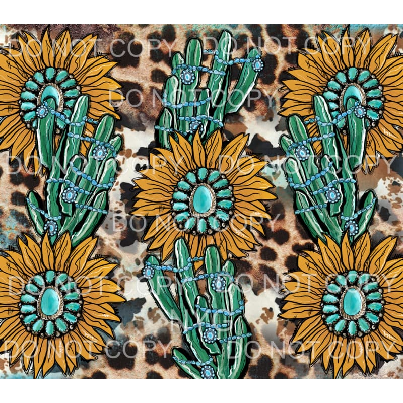 Turquoise Gemstone Cactus Sunflower Leopard Sheet