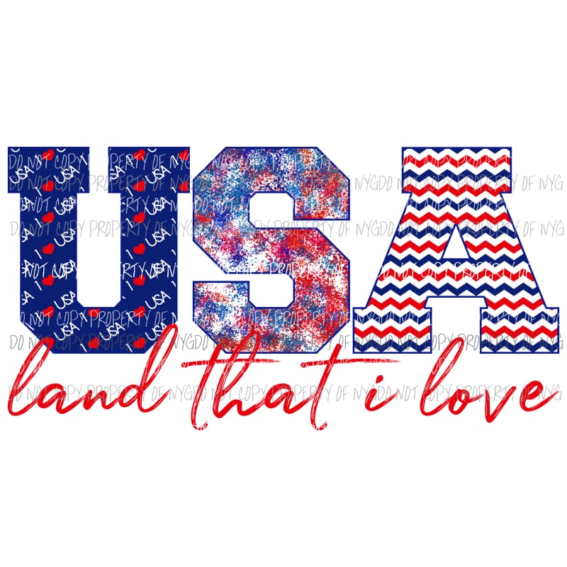 USA Land that I love america Sublimation transfers Heat Transfer