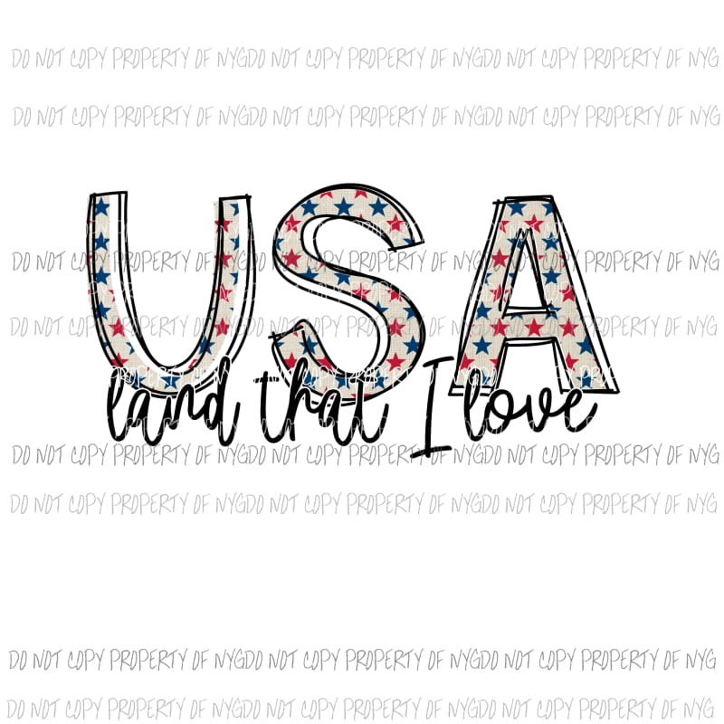 USA Land that I love Sublimation transfers Heat Transfer