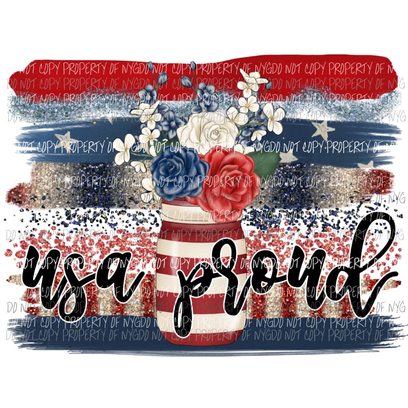 USA PROUD mason jar Sublimation transfers usa 4th of july america memorial labor day Heat Transfer