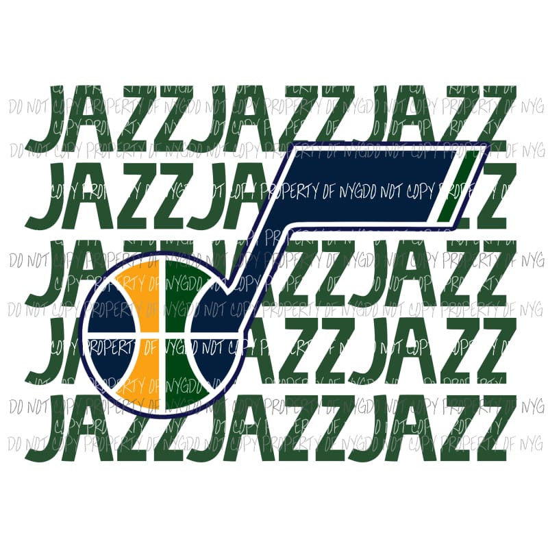 Utah Jazz stacked Sublimation transfers Heat Transfer