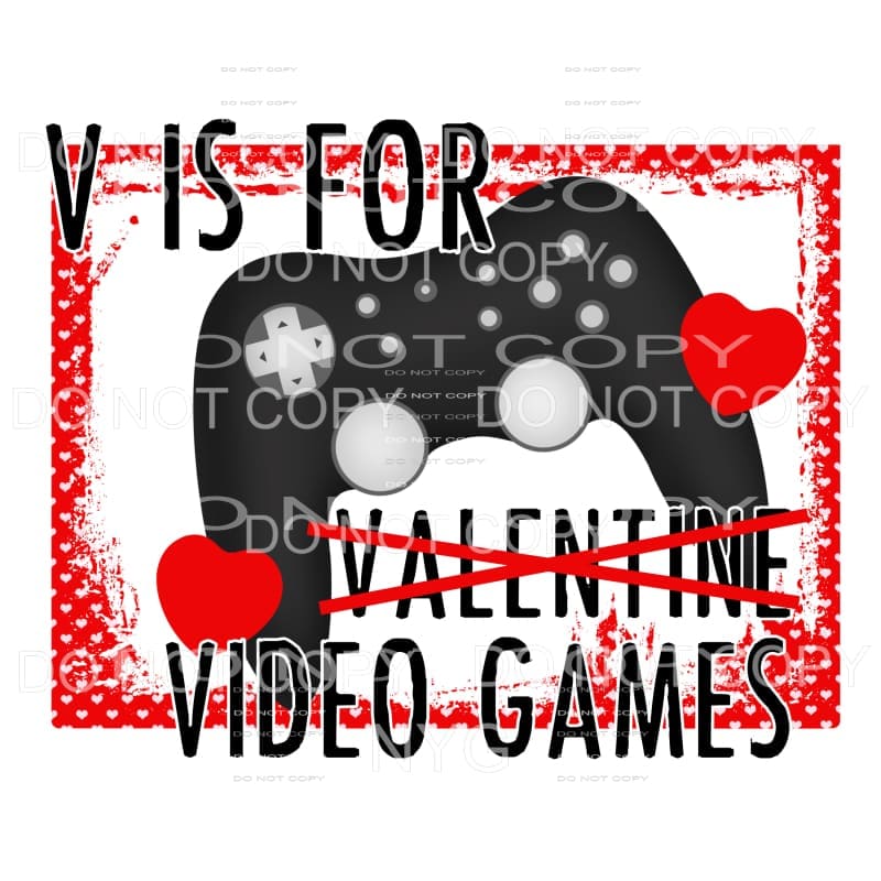 V Is For Valentine Video Games Controller Red Hears Frame