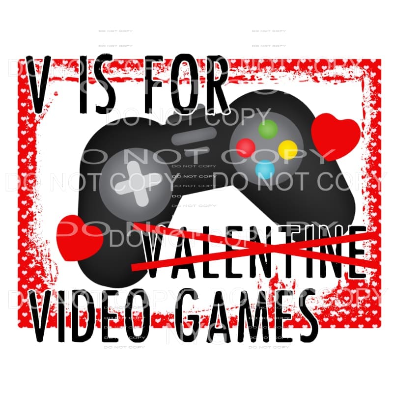 V Is For Valentine Video Games Controller Red Hears Frame