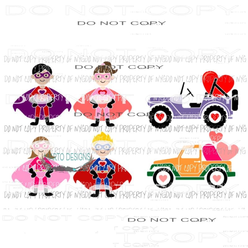 Valentine Bundle 3 you get all 6 designs Sublimation transfers Heat Transfer