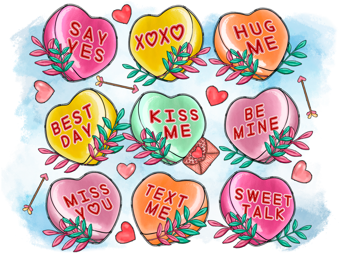 Valentines Day Candy Hearts #9597 Sublimation transfers -