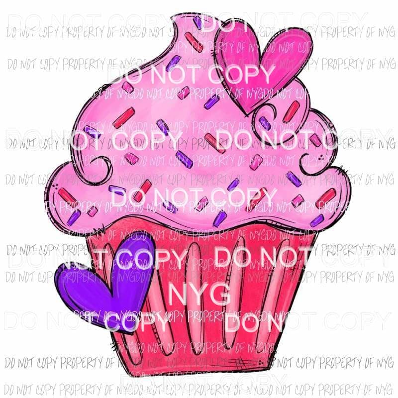 Valentines Day Cupcake red pink hearts sprinkles Sublimation transfers Heat Transfer