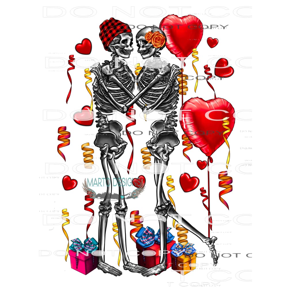 Valentine’s Day Skeleton #8724 Sublimation transfers - Heat