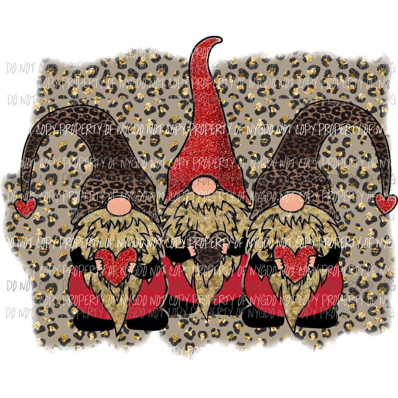 Valentines Gnomes #7 leopard Sublimation transfers Heat Transfer