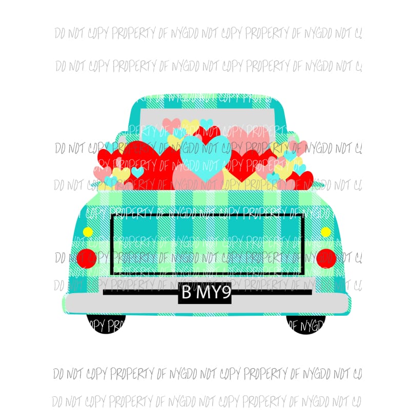 Valentines Truck #1 hearts Sublimation transfers Heat Transfer