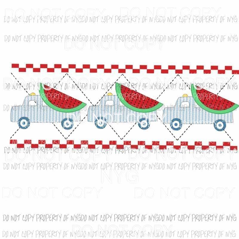 Vintage Boys Truck watermelon smocked design Sublimation transfers Heat Transfer