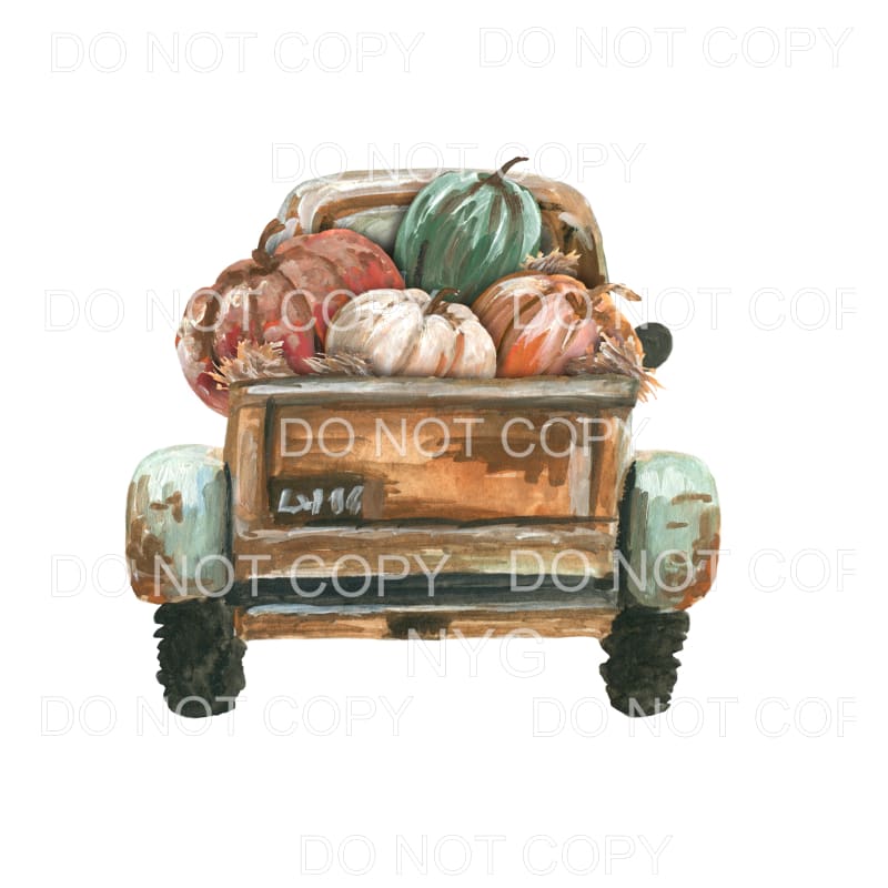 Vintage Truck with Pumpkins # 86 Sublimation transfers -