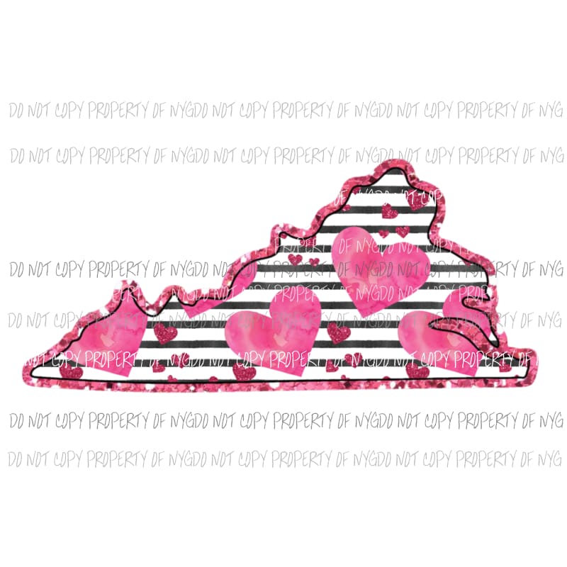 Virginia pink hearts black stripes Sublimation transfers Heat Transfer