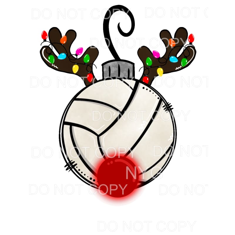 Volleyball Rudolph Reindeer Ornament Christmas Lights #1309