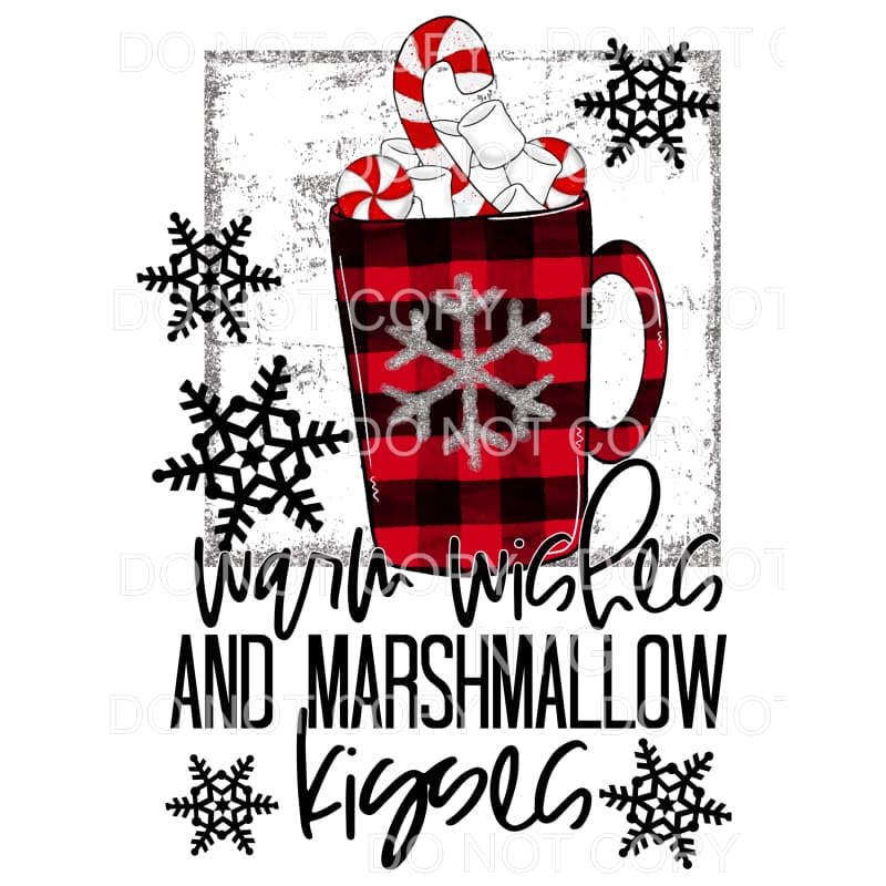 Warm Wishes And Marshmallow Kisses Cocoa Red Plaid Mug
