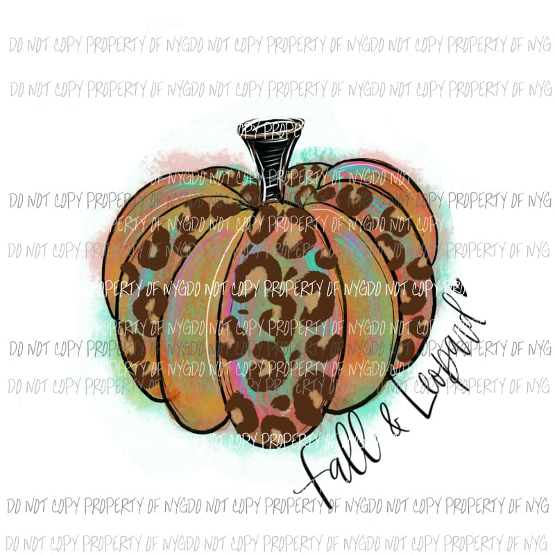 Watercolor Pumpkin Fall & Leopard Sublimation transfers Heat Transfer