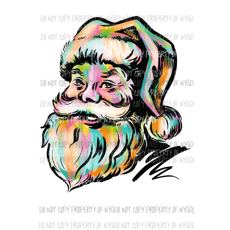Watercolor Santa Sublimation transfers Heat Transfer