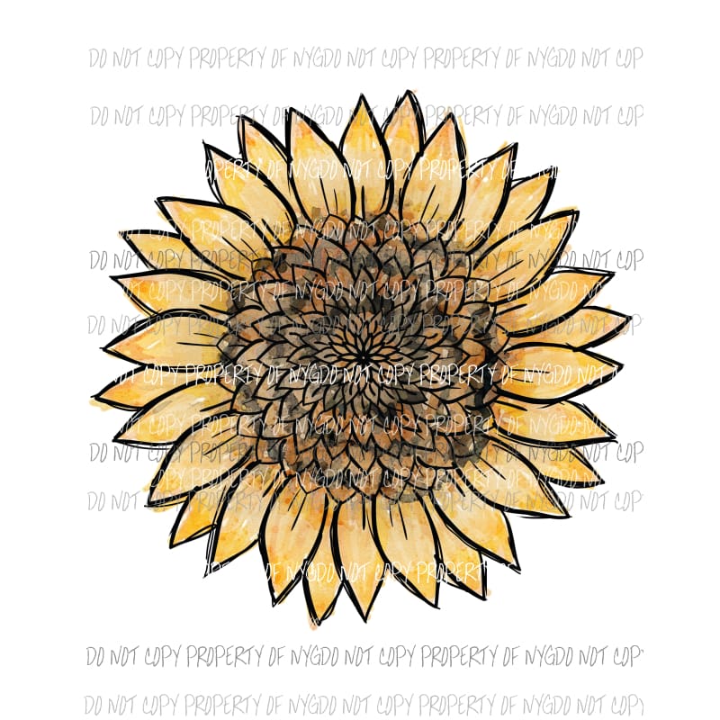 watercolor sunflower Sublimation transfers Heat Transfer