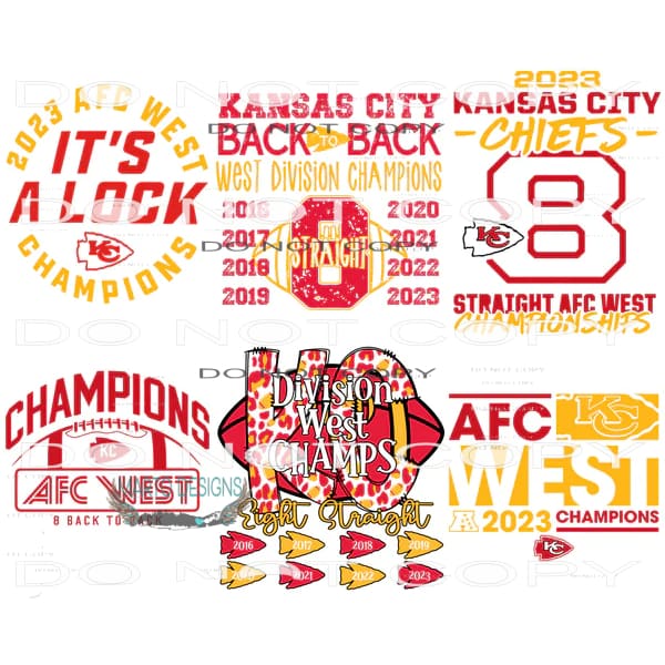 West Division KC Champs Set of 6 transfers Sublimation