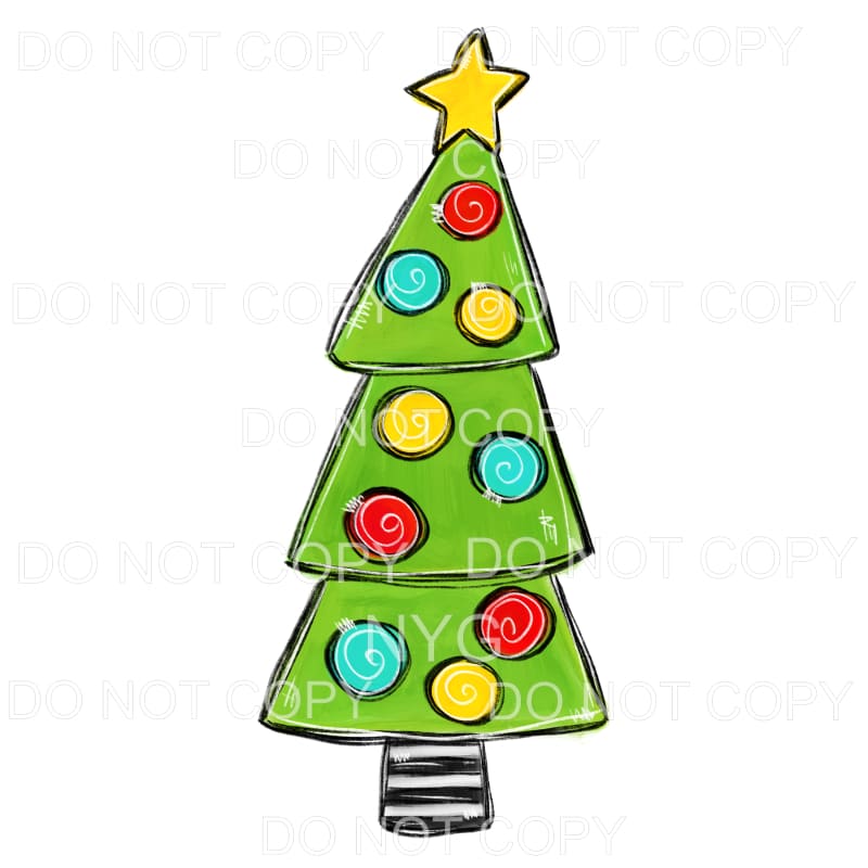 Whimsical Christmas Tree Colorful #76 Sublimation transfers