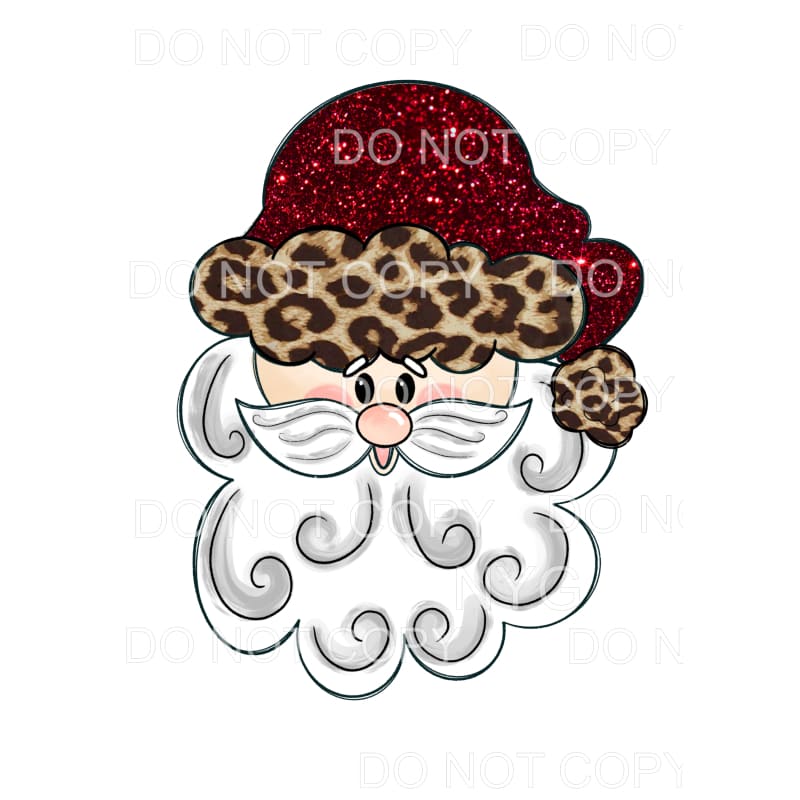 Whimsical Santa Red Glitter Leopard #75 Sublimation
