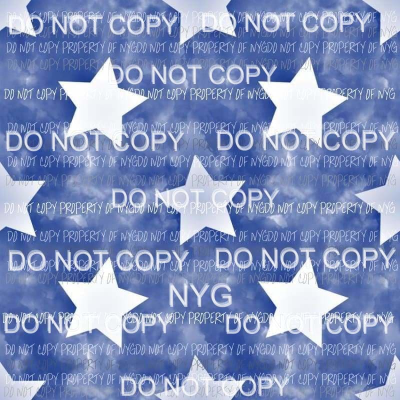 White Stars Blue Background Sheet Sublimation transfers 13 x 9 inches Heat Transfer