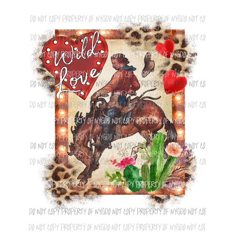 Wild Love cowboy horse cactus leopard marquee frame Sublimation transfers Heat Transfer