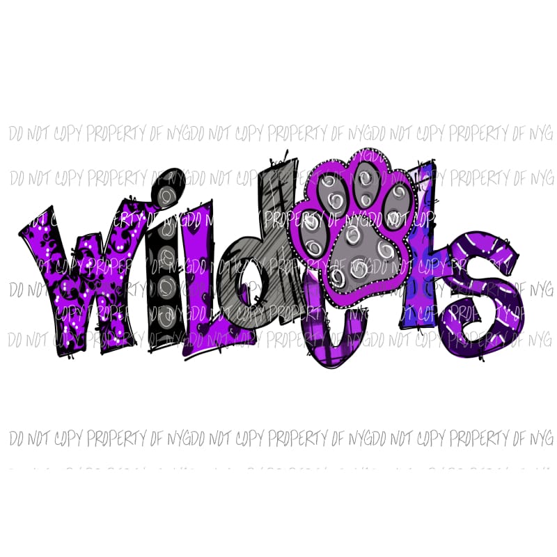 Wildcats purple paw print Sublimation transfers Heat Transfer