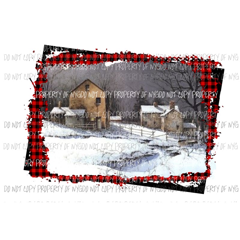 Winter barn framed 2 Sublimation transfers Heat Transfer