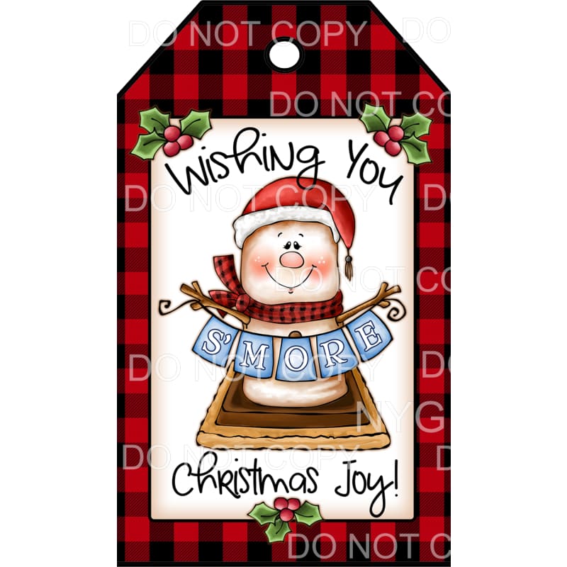 Wishing You Smore Christmas Joy Red Buffalo Plaid Tag #405