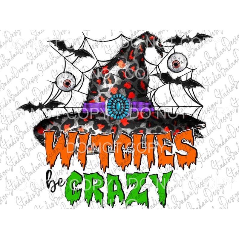 Witches Be Crazy Orange Leopard Turquoise Witch Hat Spider