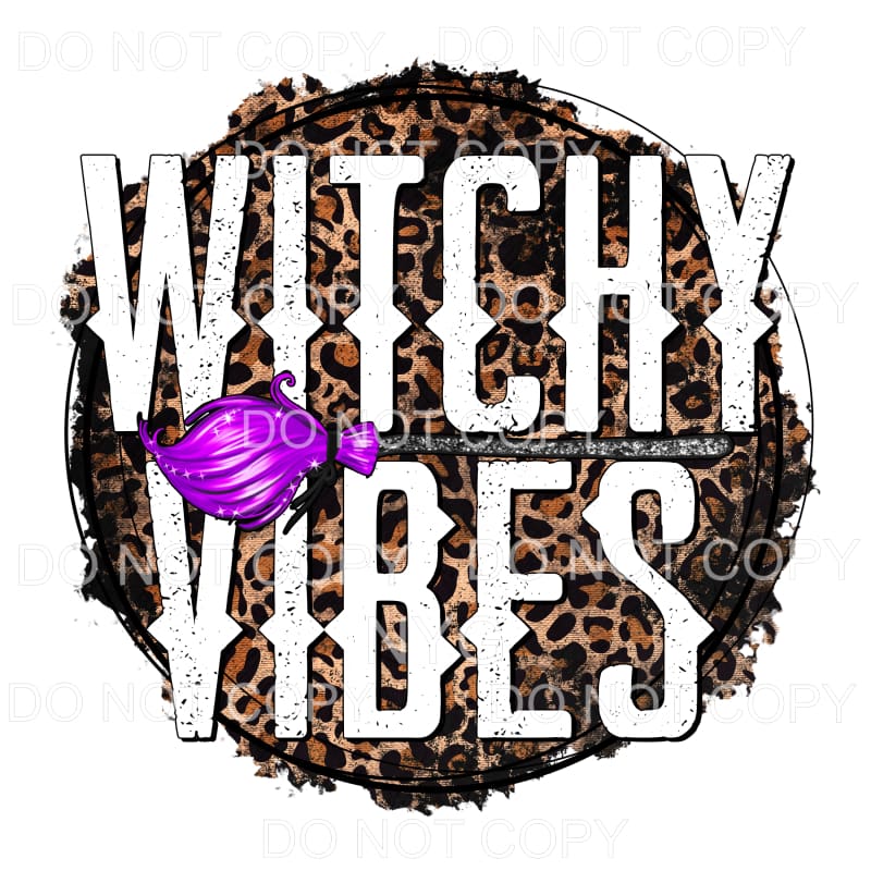Witchy Vibes Purple Broom Leopard Grunge Circle #448