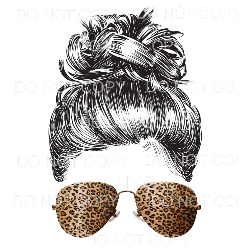 Woman Leopard Aviator Glasses Bun Sublimation transfers -