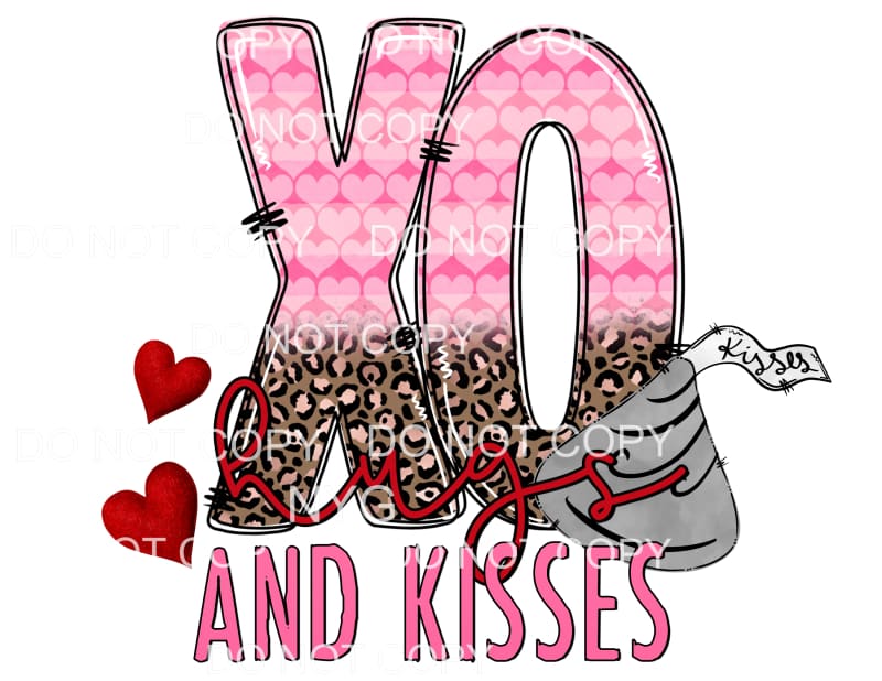 XO Hugs And Kisses Red Pink Hearts Leopard Valentines Day