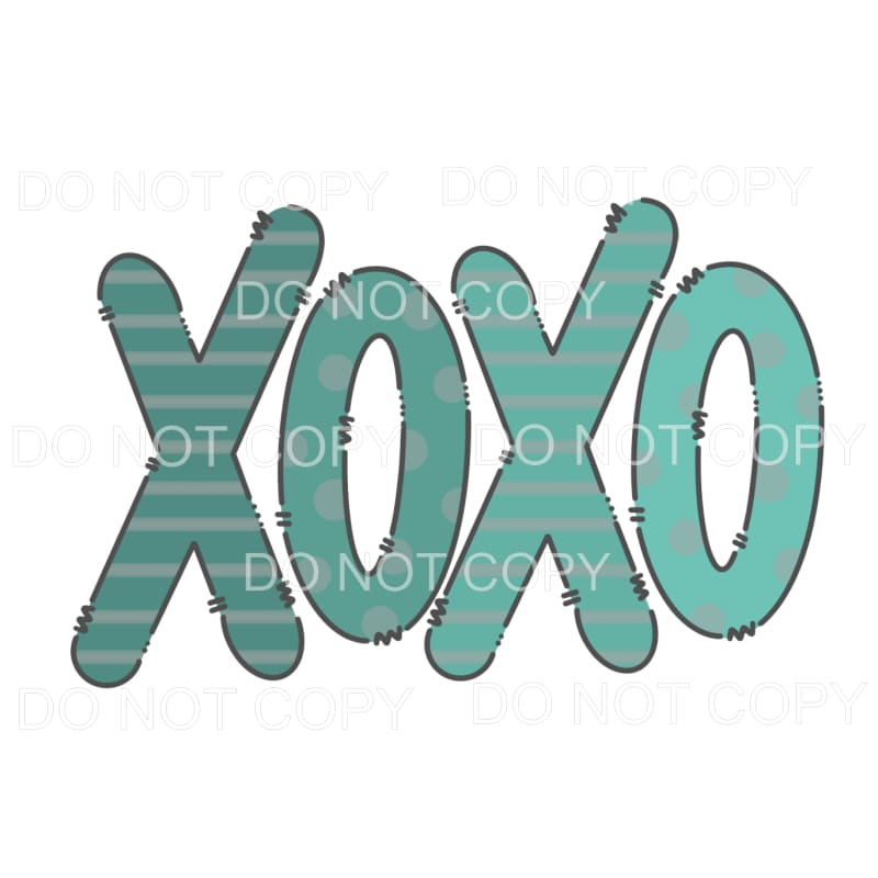 XOXO Blue Stripes Polka Dots Sublimation transfers - Heat