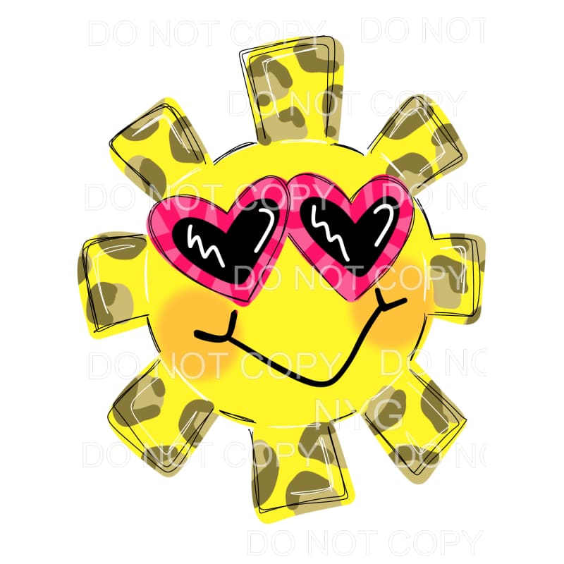 Yellow Sun Leopard Pink Heart Glasses Sublimation transfers