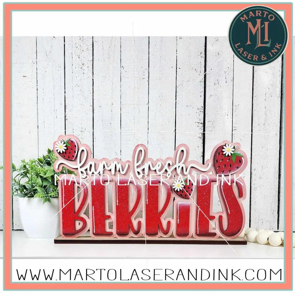 Farm Fresh Berries # 020 Wood Laser Blank | DIY Craft Cutout | Paint-Ready